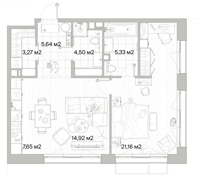 2 ккв (Евро) 62,5 м²