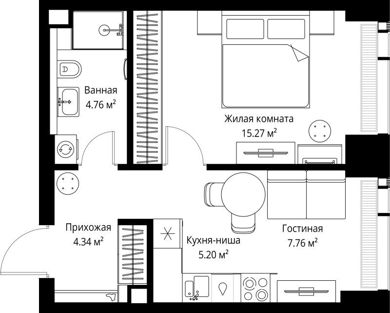 1 ккв 37,3 м²