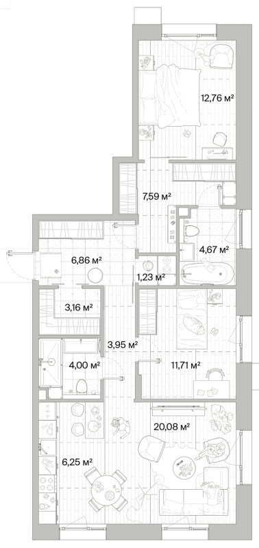 3 ккв (Евро) 82,3 м²