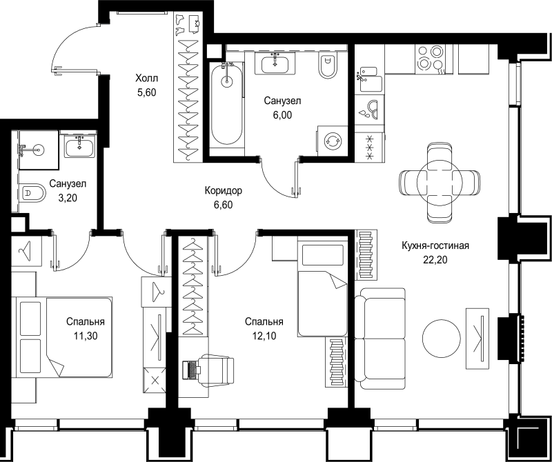 3 ккв (Евро) 67 м²