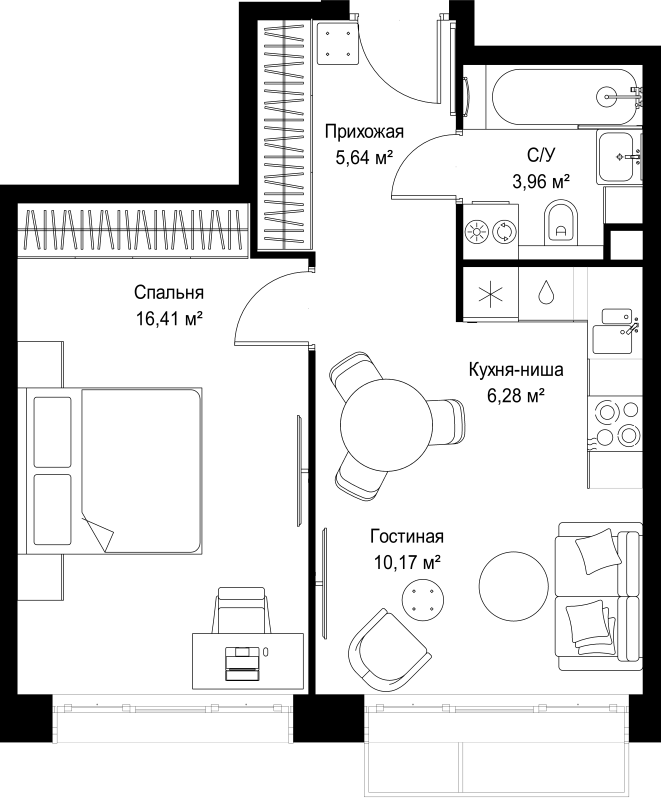 2 ккв (Евро) 42,5 м²