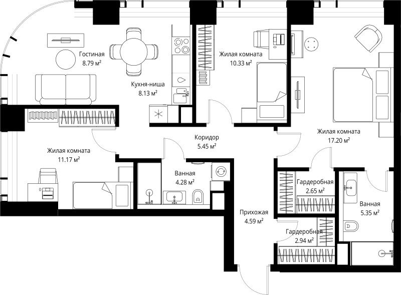 4 ккв (Евро) 80,9 м²