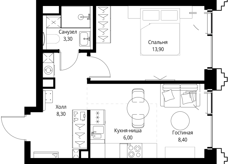 1 ккв 40,3 м²