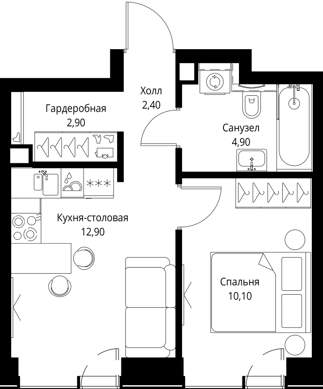 1 ккв 33,2 м²
