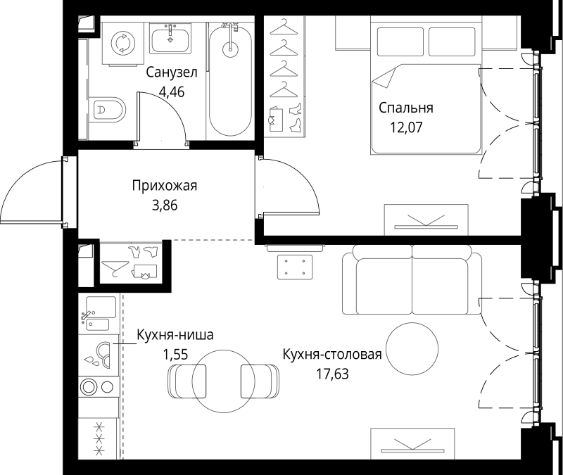 2 ккв (Евро) 39,6 м²