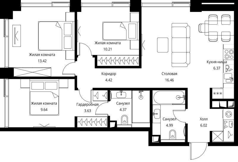 4 ккв (Евро) 79,5 м²
