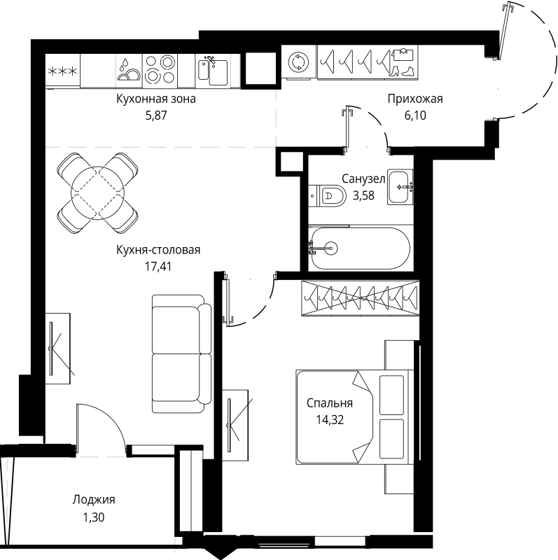 2 ккв (Евро) 49,3 м²
