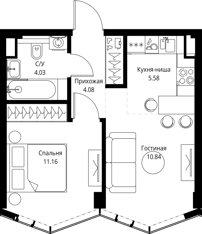 2 ккв (Евро) 35,7 м²