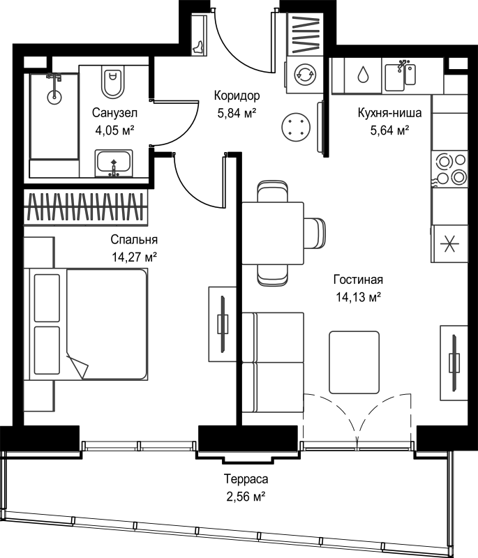 2 ккв (Евро) 46,5 м²