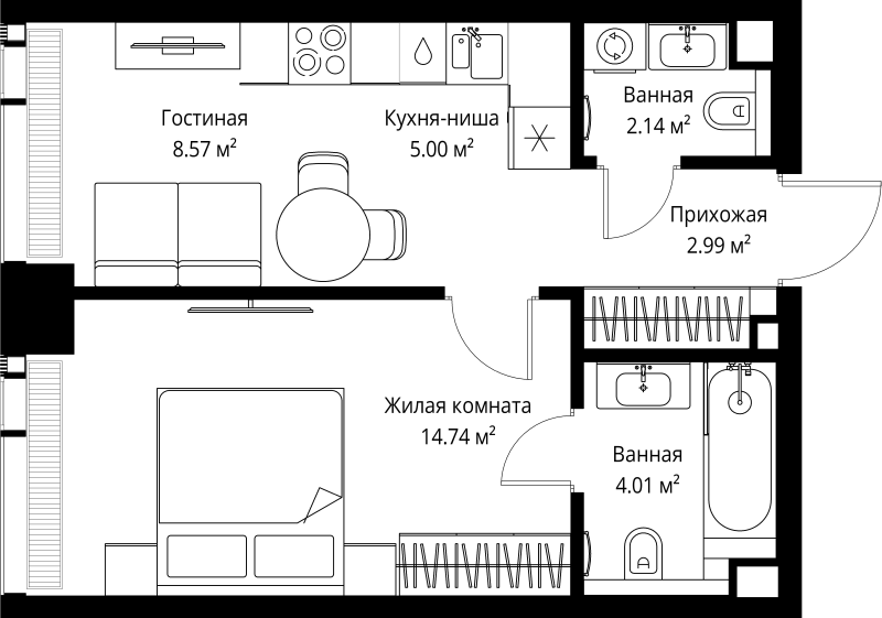 1 ккв 37,5 м²