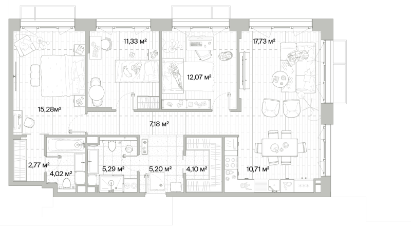 4 ккв (Евро) 95,7 м²