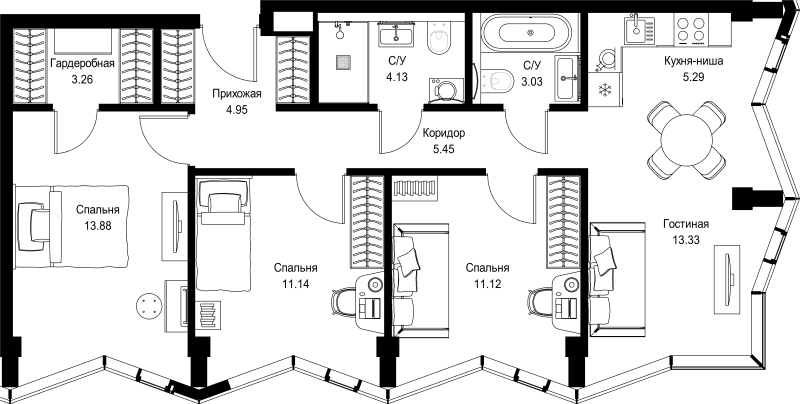 4 ккв (Евро) 75,6 м²