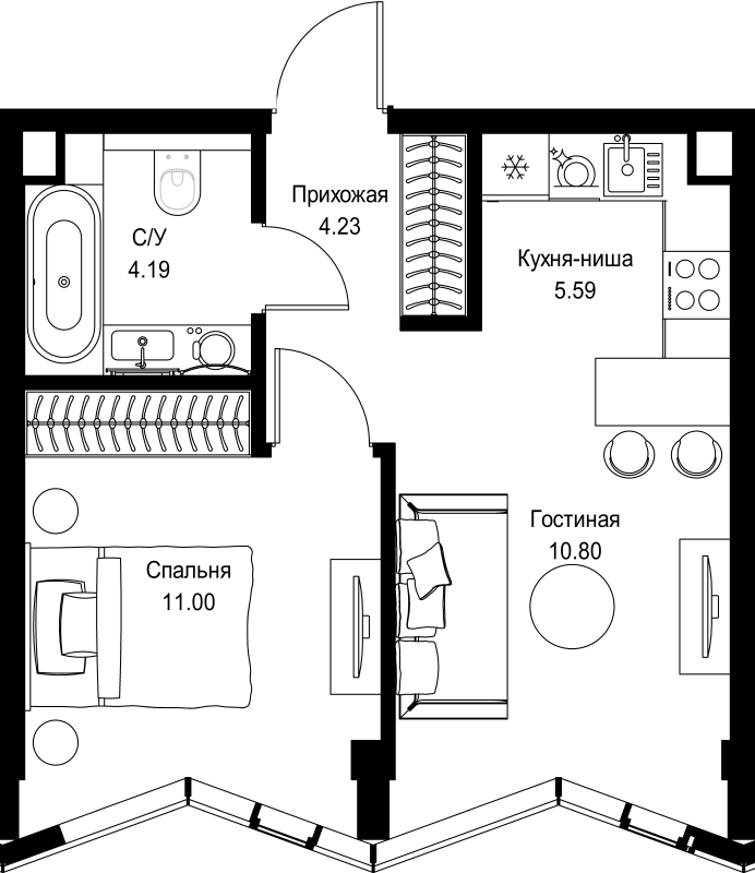 2 ккв (Евро) 35,8 м²