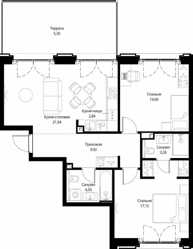 3 ккв (Евро) 78,7 м²