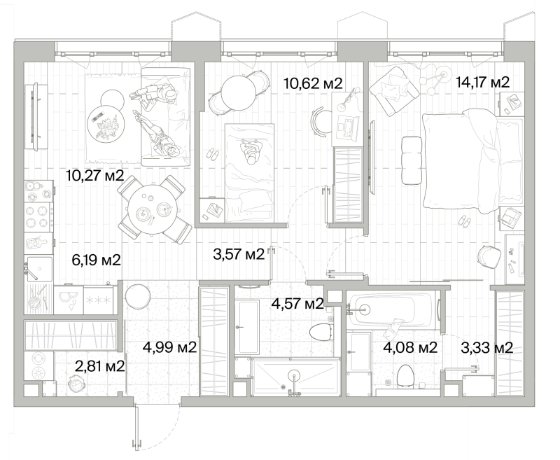 3 ккв (Евро) 64,6 м²