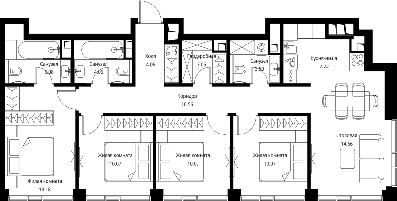 5 ккв (Евро) 96,1 м²