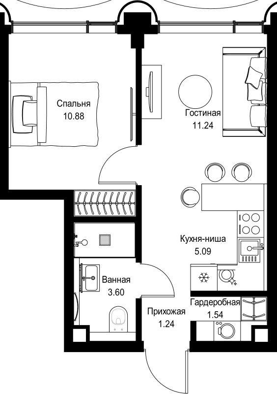 2 ккв (Евро) 33,6 м²
