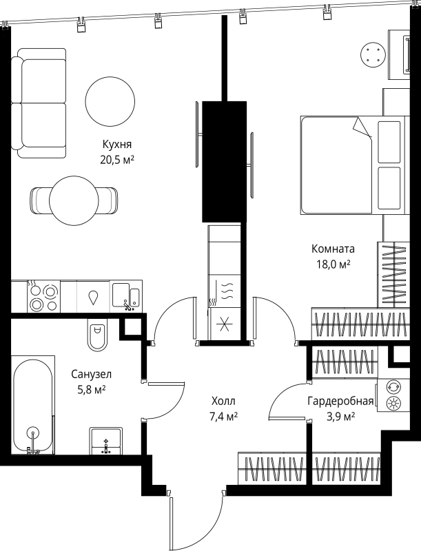 2 ккв (Евро) 55,6 м²