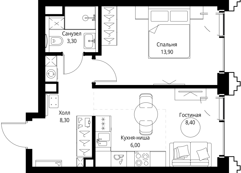 1 ккв 40,3 м²