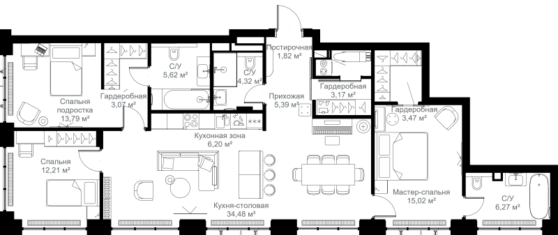 4 ккв (Евро) 114,8 м²