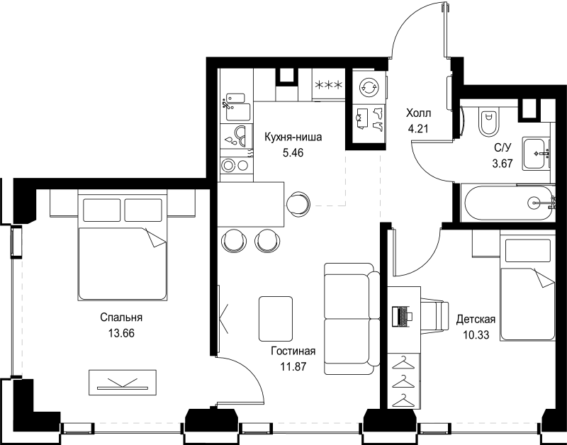 3 ккв (Евро) 49,2 м²