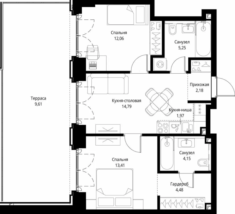 3 ккв (Евро) 67,9 м²