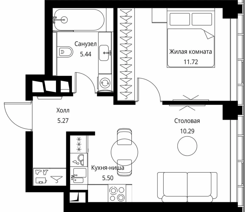 2 ккв (Евро) 38,2 м²