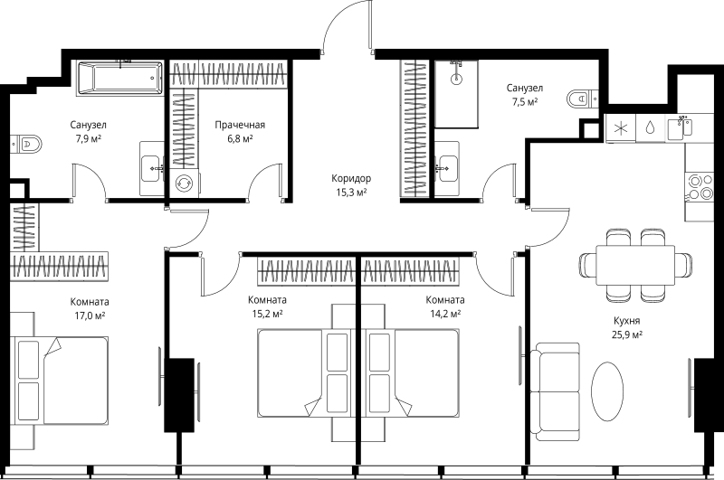 4 ккв (Евро) 109,8 м²