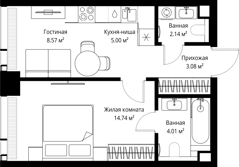 1 ккв 37,5 м²