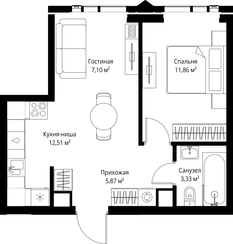 2 ккв (Евро) 40,7 м²
