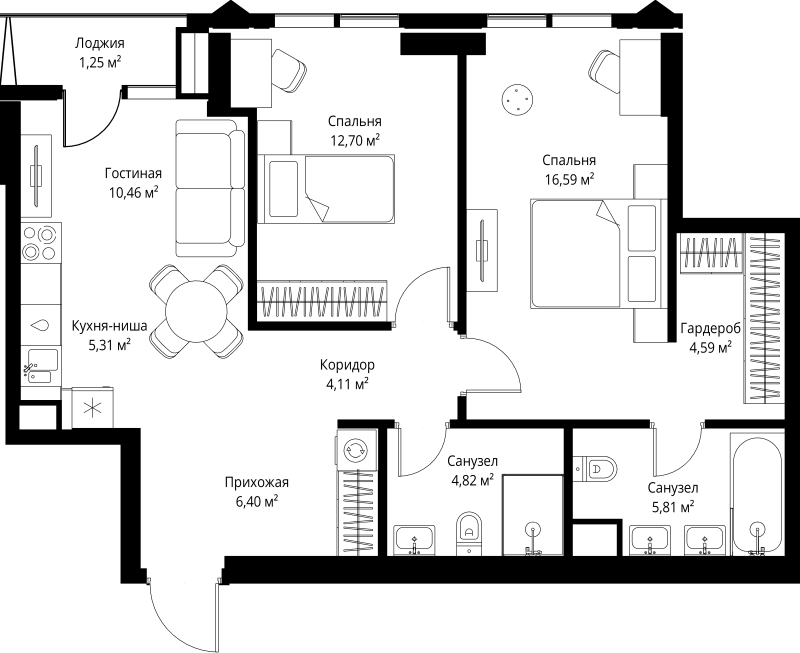 3 ккв (Евро) 72 м²