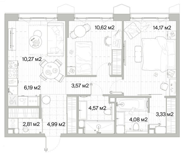 3 ккв (Евро) 64,6 м²