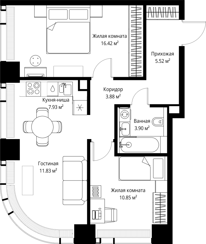 3 ккв (Евро) 60,3 м²