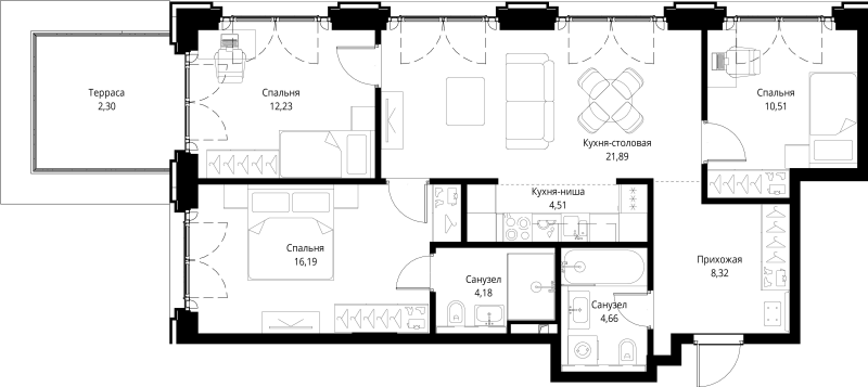 4 ккв (Евро) 84,8 м²