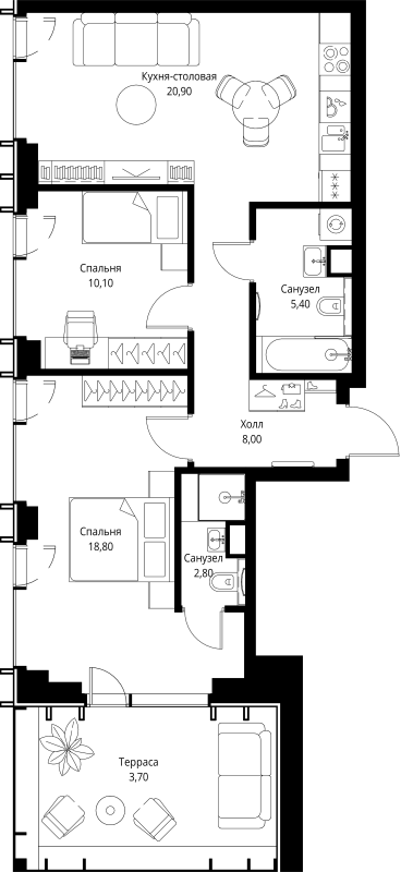 3 ккв (Евро) 69,7 м²