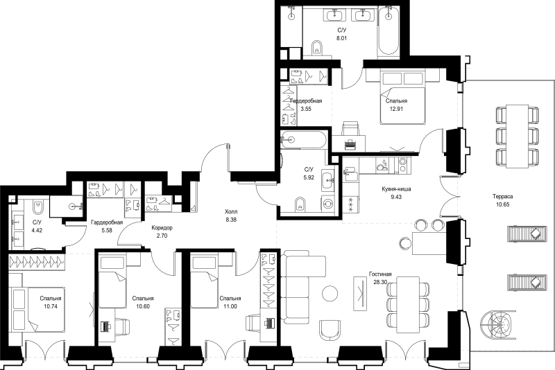 5 ккв (Евро) 132,2 м²
