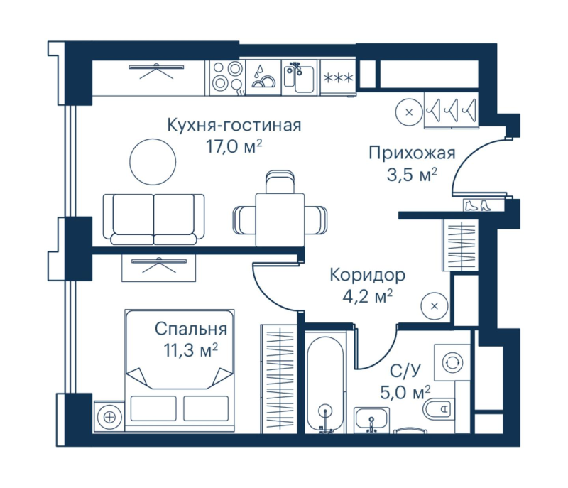 1 ккв 40,9 м²
