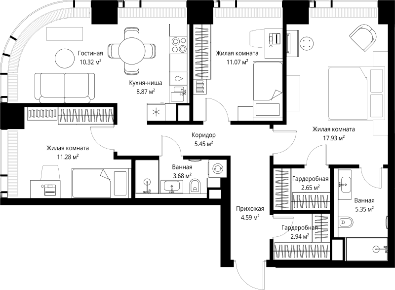 4 ккв (Евро) 84,1 м²