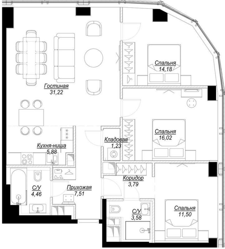 4 ккв (Евро) 99,6 м²