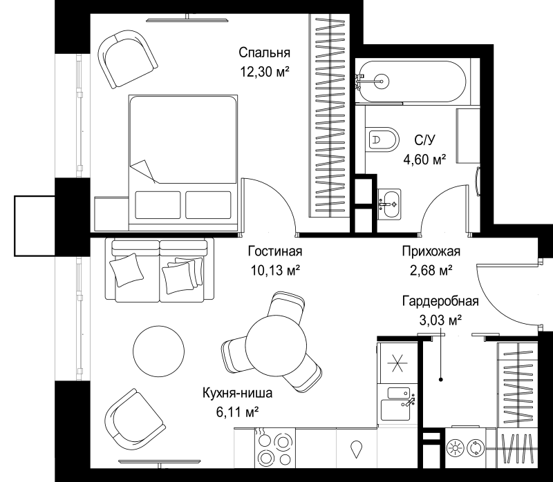 2 ккв (Евро) 38,9 м²