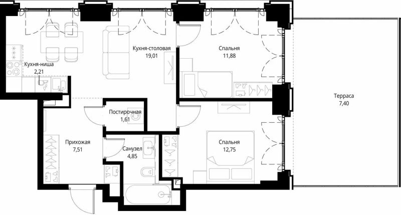 3 ккв (Евро) 67,2 м²