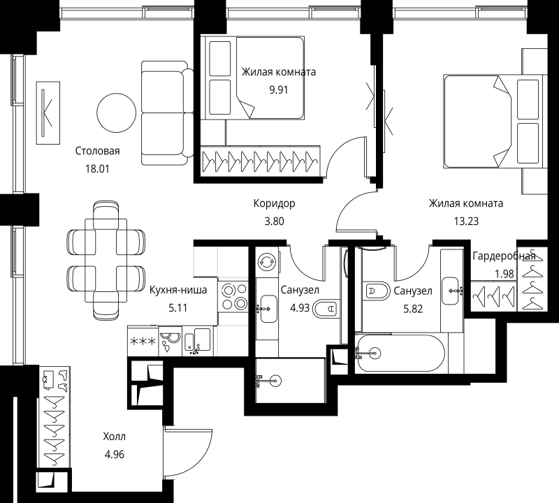 3 ккв (Евро) 67,8 м²