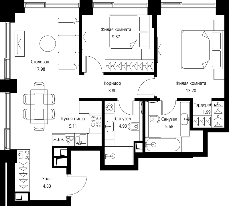 3 ккв (Евро) 67,4 м²