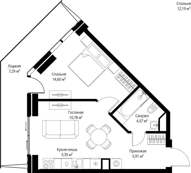 2 ккв (Евро) 48,5 м²