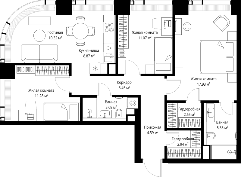 4 ккв (Евро) 84,1 м²