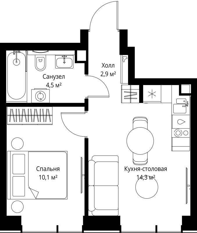 1 ккв 31,8 м²