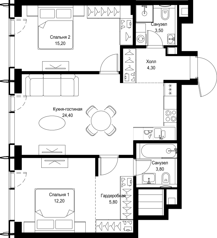 3 ккв (Евро) 69,2 м²