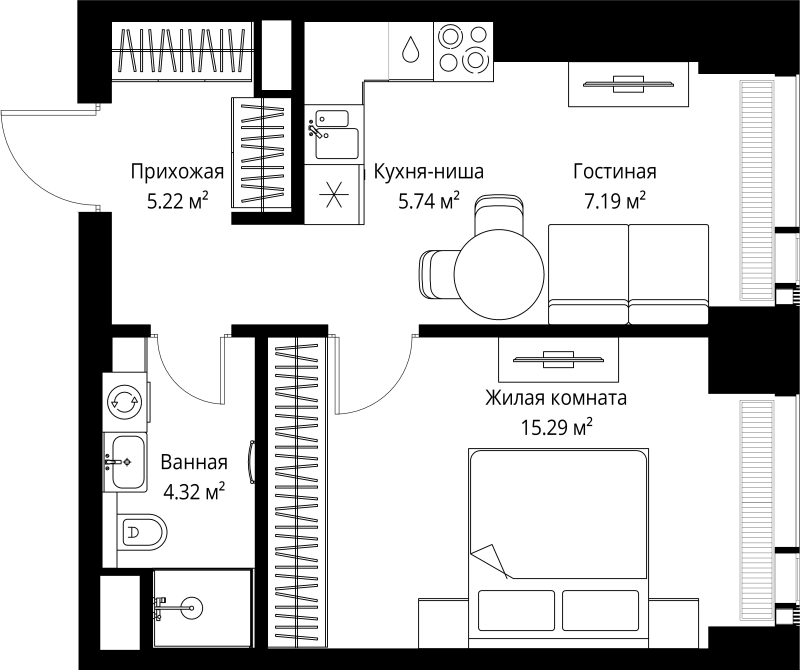 1 ккв 37,8 м²