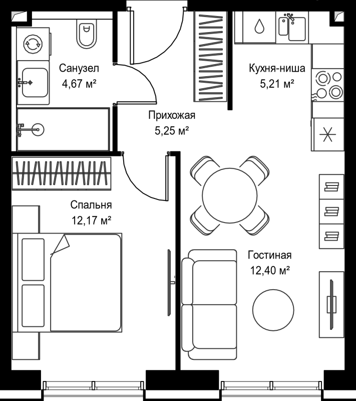 2 ккв (Евро) 39,7 м²