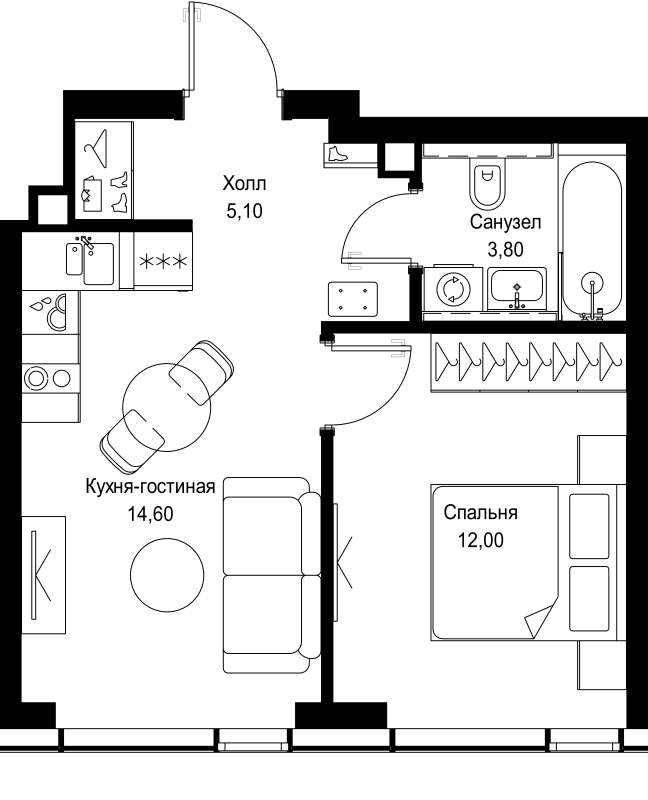 1 ккв 35,5 м²